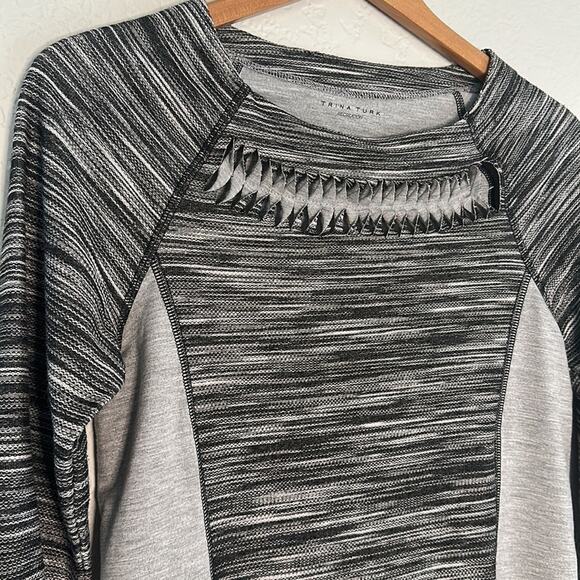 Trina Turk Recreation Grey Pullover Sweater Top Athleisure Grunge Goth 80s - Picture 2 of 9